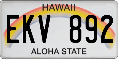 HI license plate EKV892