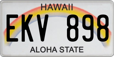 HI license plate EKV898