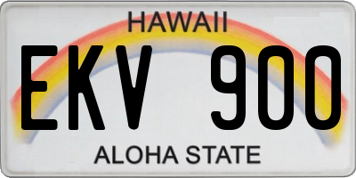 HI license plate EKV900