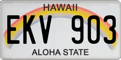 HI license plate EKV903