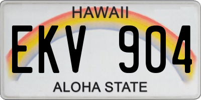 HI license plate EKV904