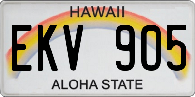 HI license plate EKV905