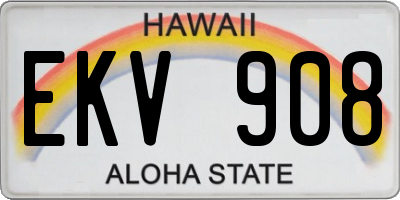 HI license plate EKV908