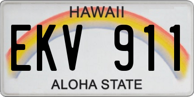 HI license plate EKV911