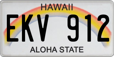 HI license plate EKV912