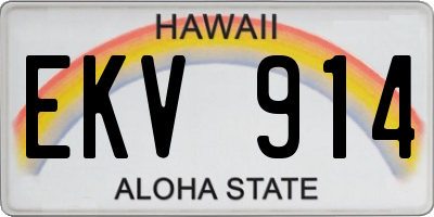HI license plate EKV914