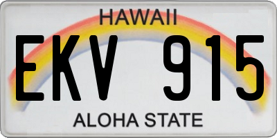HI license plate EKV915