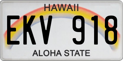 HI license plate EKV918