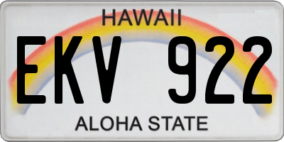 HI license plate EKV922