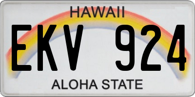 HI license plate EKV924