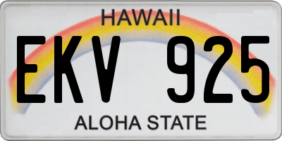 HI license plate EKV925
