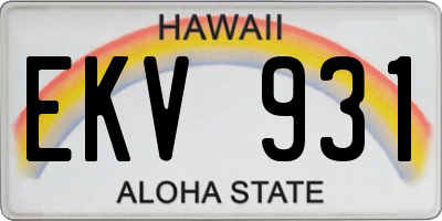 HI license plate EKV931