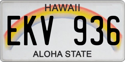 HI license plate EKV936