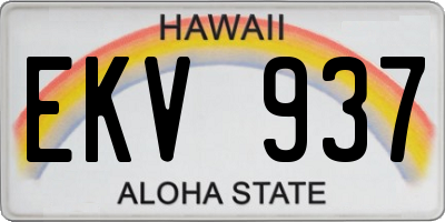 HI license plate EKV937
