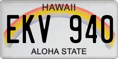 HI license plate EKV940