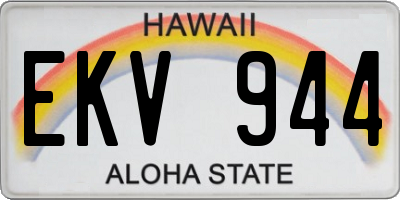 HI license plate EKV944