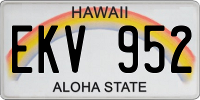 HI license plate EKV952