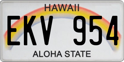 HI license plate EKV954