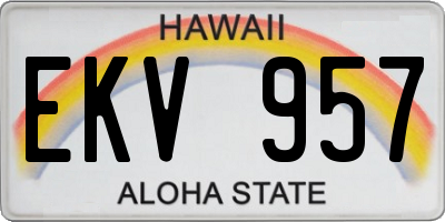 HI license plate EKV957