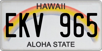 HI license plate EKV965