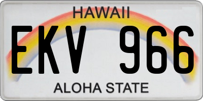 HI license plate EKV966