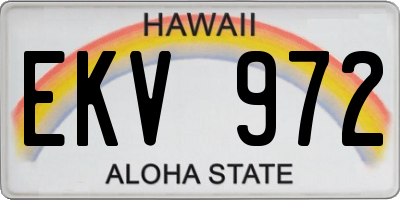 HI license plate EKV972