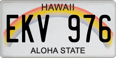 HI license plate EKV976
