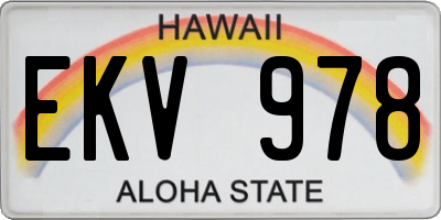 HI license plate EKV978