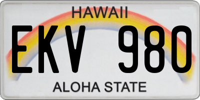 HI license plate EKV980