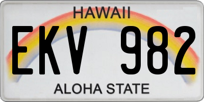HI license plate EKV982