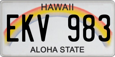 HI license plate EKV983