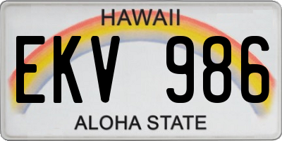 HI license plate EKV986
