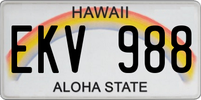 HI license plate EKV988