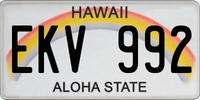 HI license plate EKV992