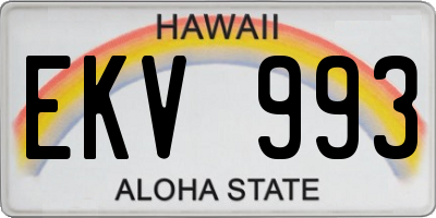 HI license plate EKV993