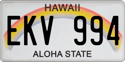 HI license plate EKV994