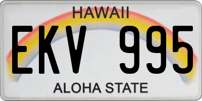 HI license plate EKV995