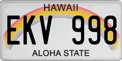 HI license plate EKV998