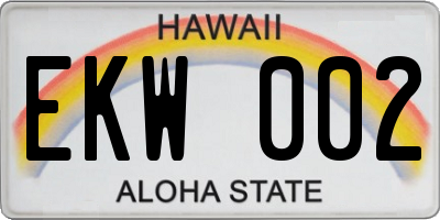 HI license plate EKW002