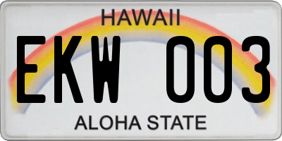 HI license plate EKW003