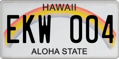 HI license plate EKW004