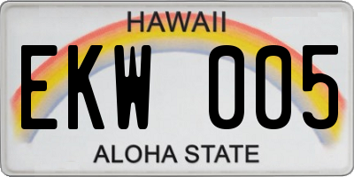 HI license plate EKW005