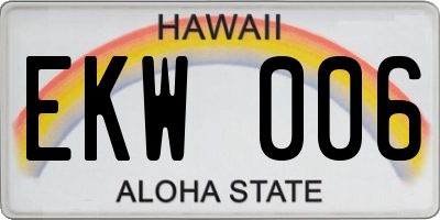 HI license plate EKW006