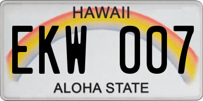HI license plate EKW007