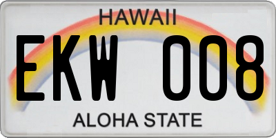 HI license plate EKW008