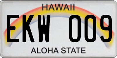 HI license plate EKW009