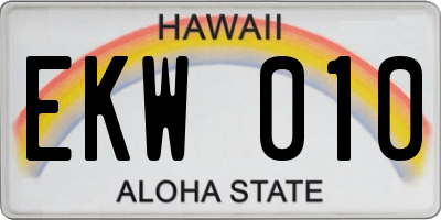 HI license plate EKW010