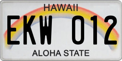 HI license plate EKW012