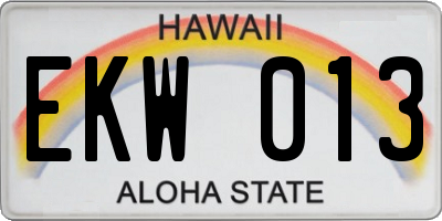 HI license plate EKW013