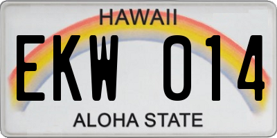 HI license plate EKW014